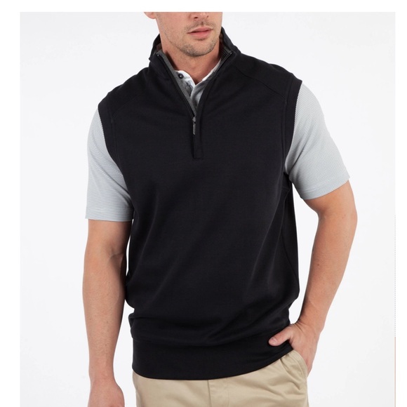 Bobby Jones Signature Leaderboard Pima Cotton Quarter-Zip Vest black. Men’s L - Picture 2 of 7